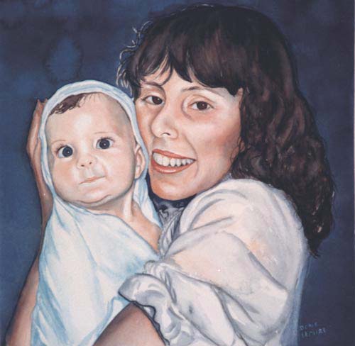 MarleneandBaby - Watercolor Portrait